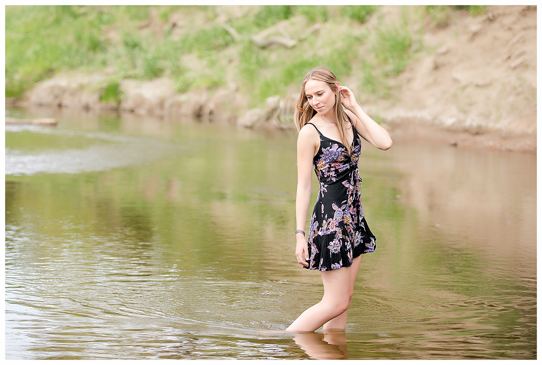 senior pictures in a river