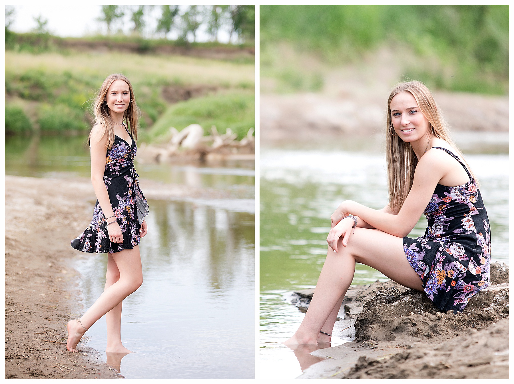senior pictures in a river North Dakota