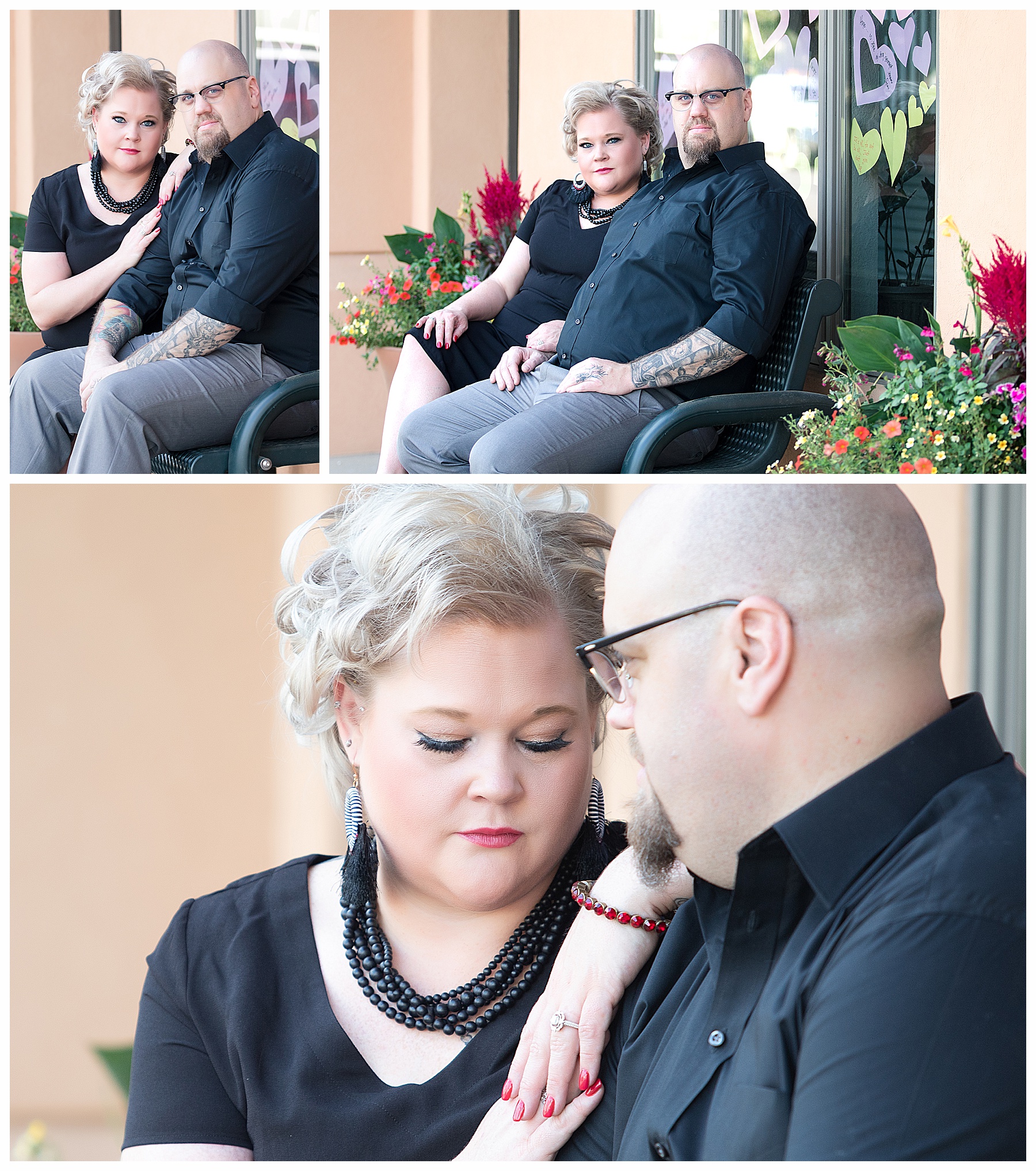 engagement pictures street bench