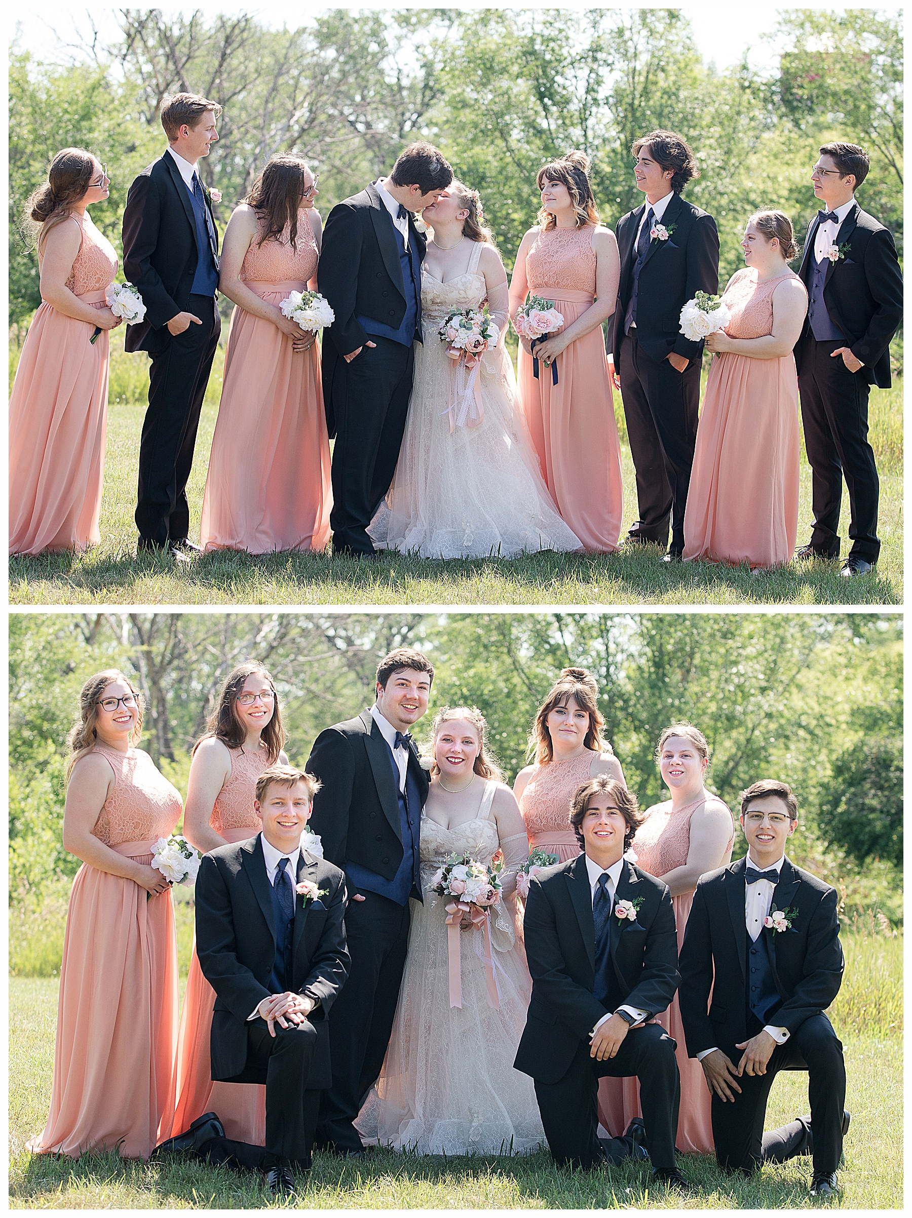 peach and navy wedding party colors