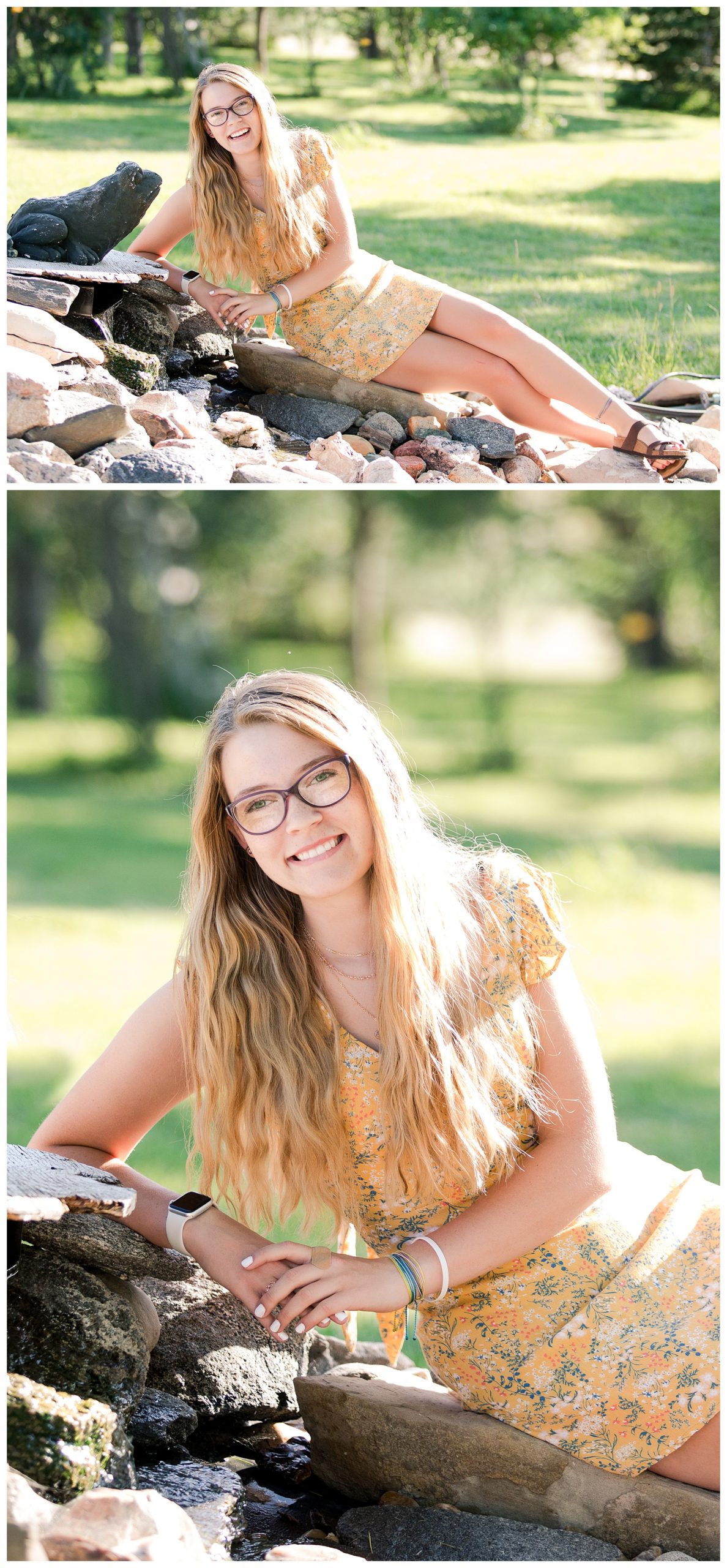 senior girl by pond