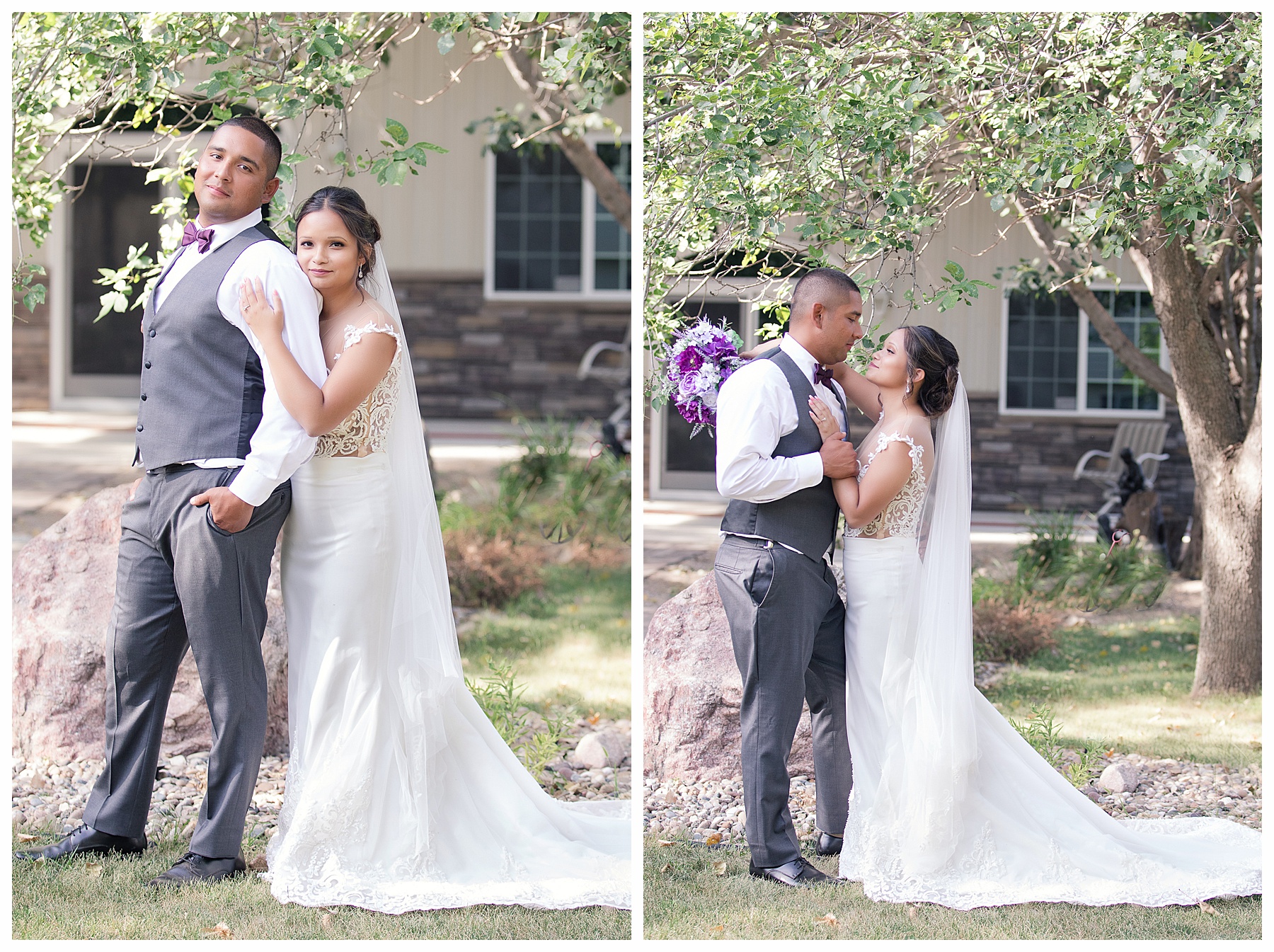 Bride and Groom portraits at intimate backyard wedding in Bismarck ND.  Photo by photographer in Bismarck, Justine