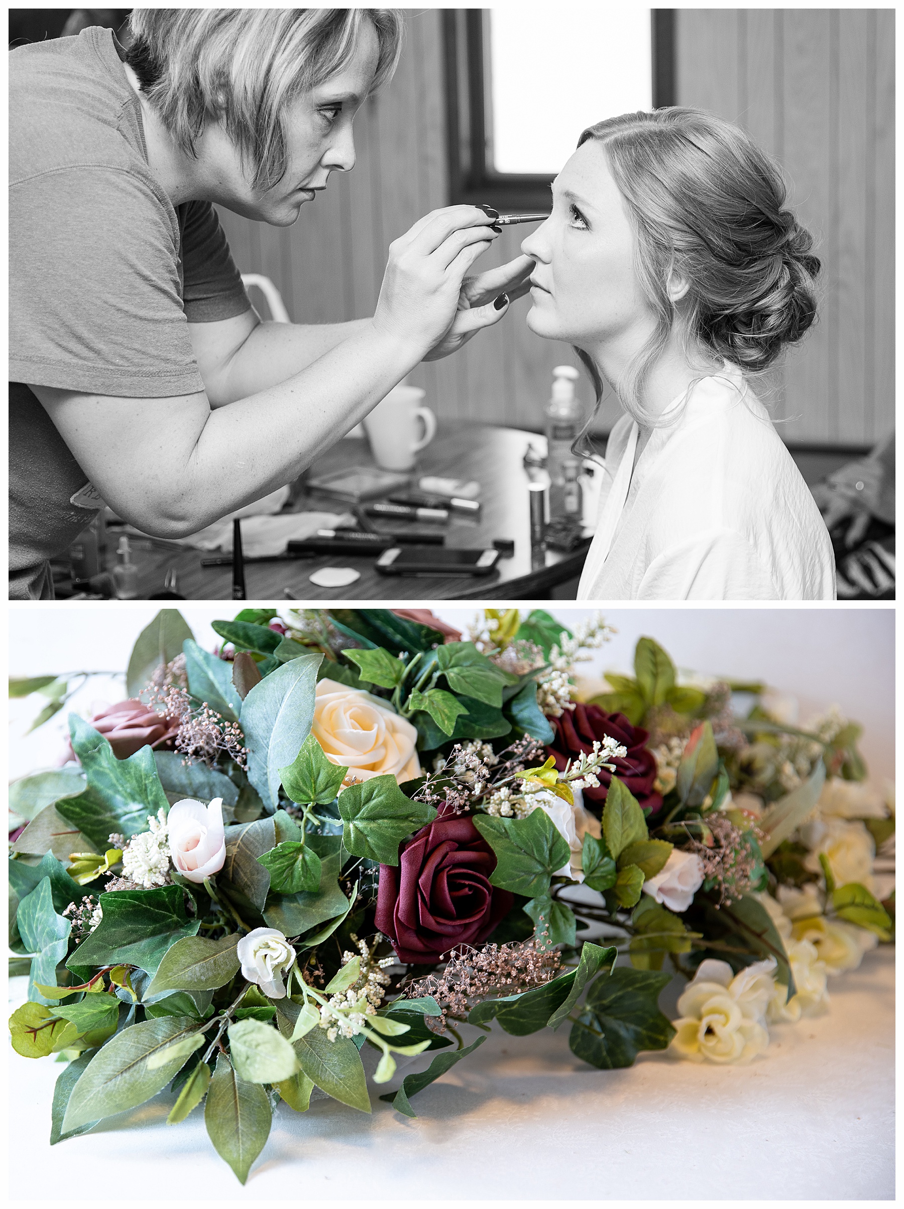 bride getting makeup done