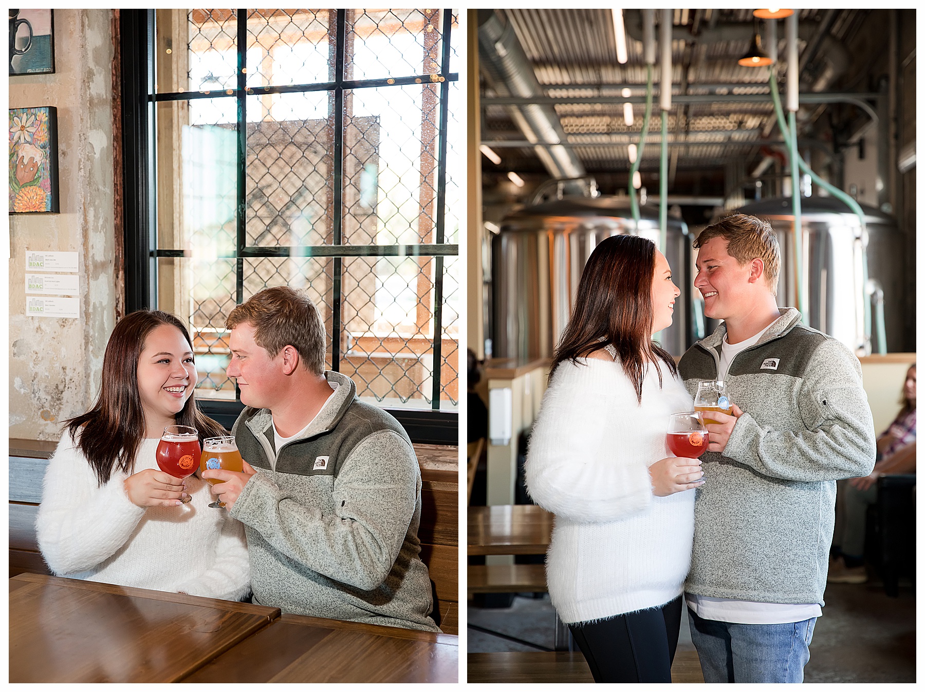 couple celebrate engagement at Laughing Sun Brewery in Bismarck ND