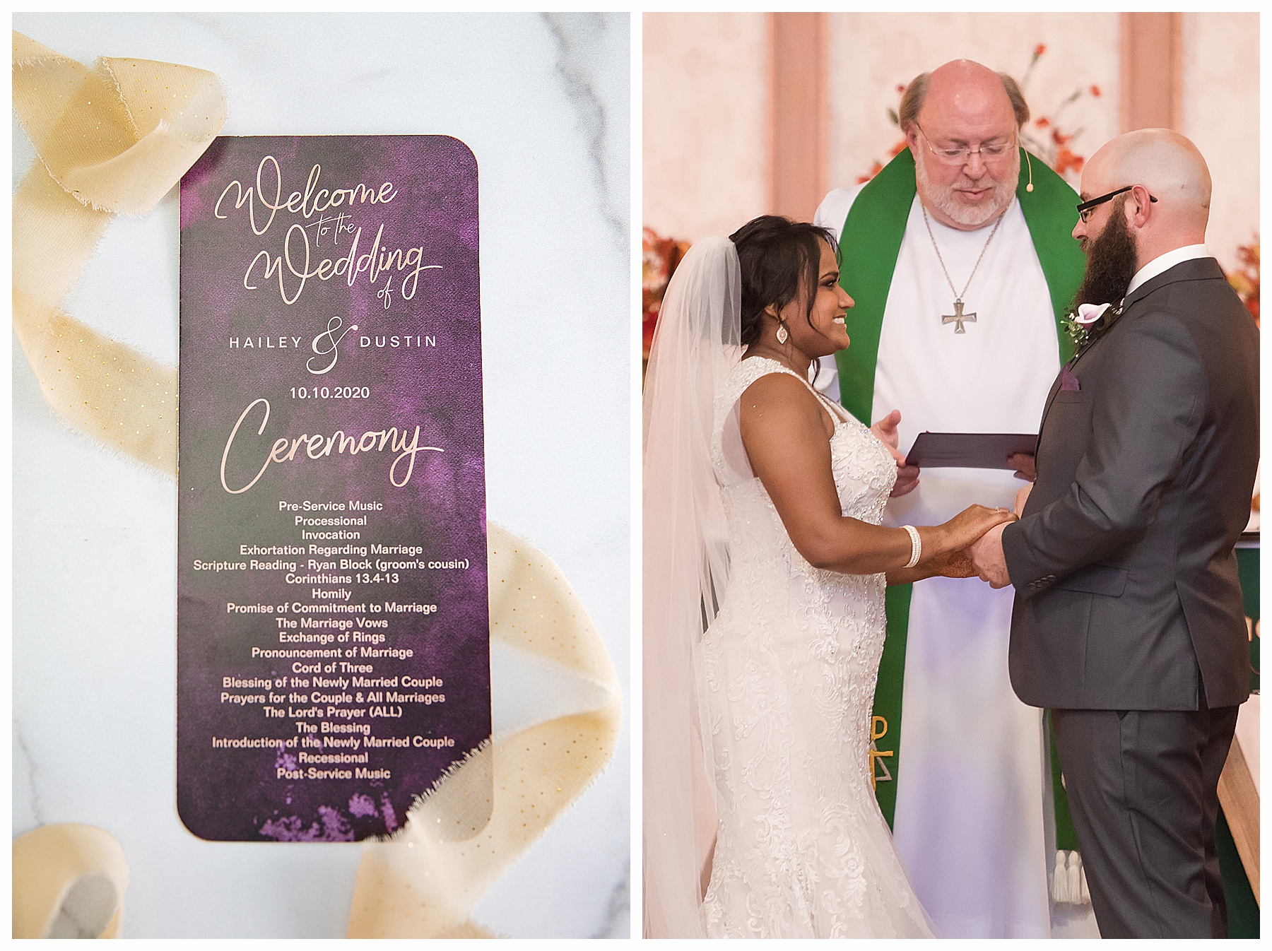 bride and groom exchange vows