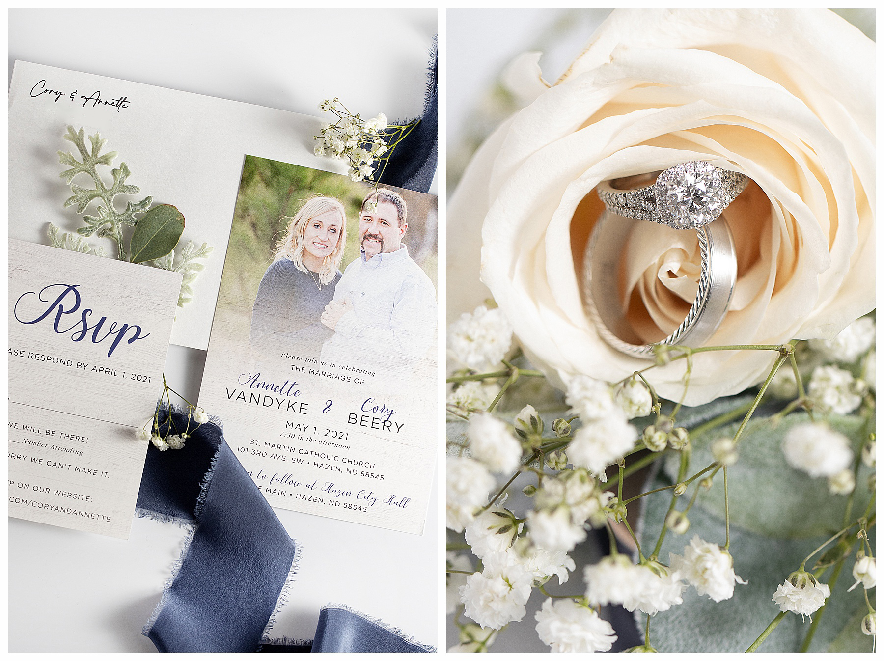 North Dakota May ivory and navy wedding