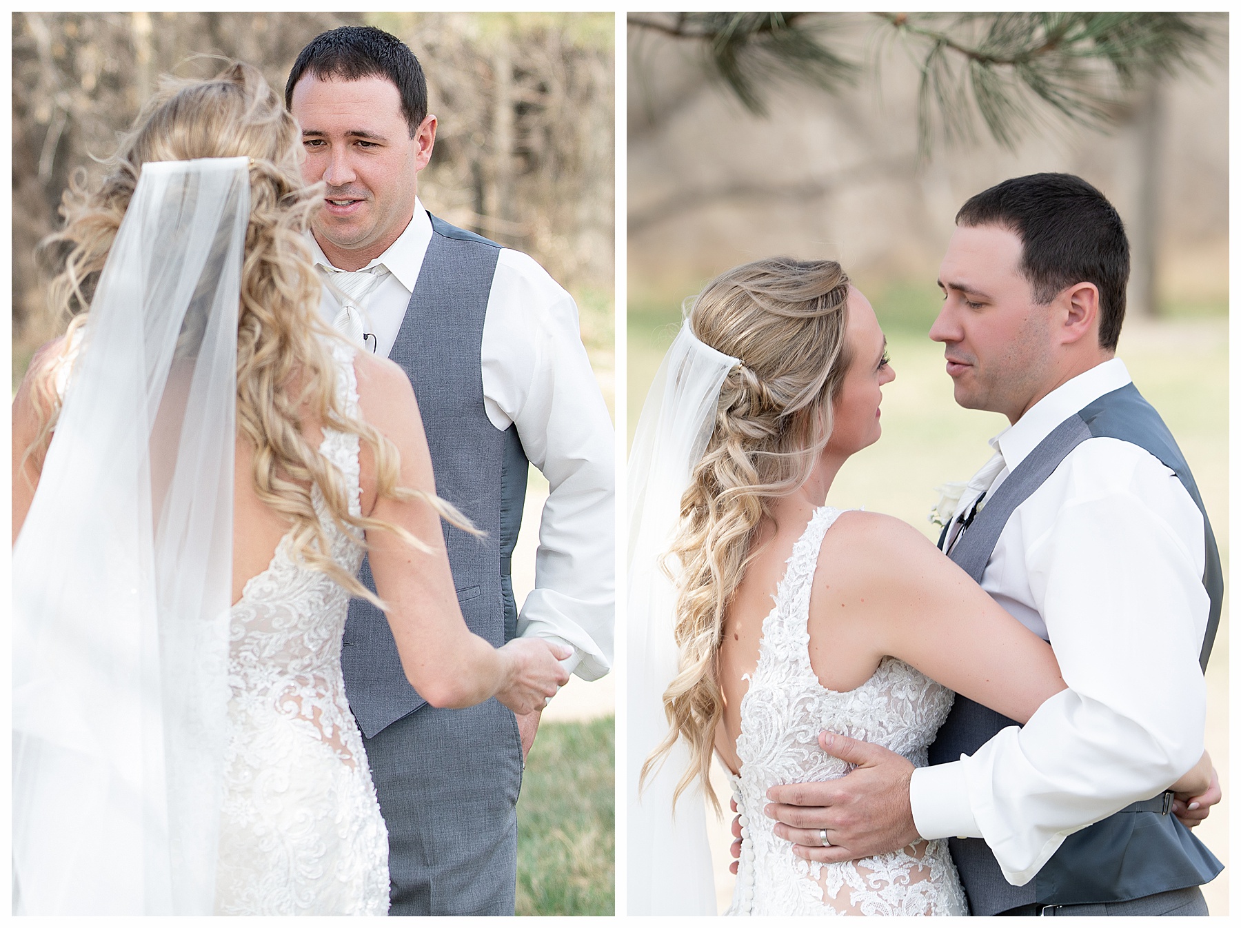 bride and groom first look in North Dakota