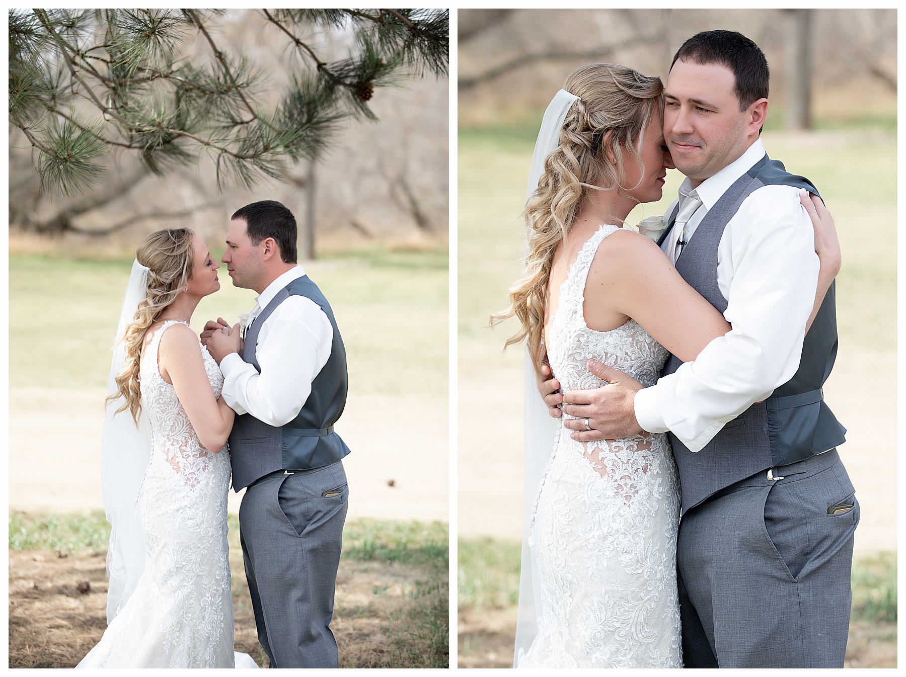 Bride and Groom first look in park in North Dakota