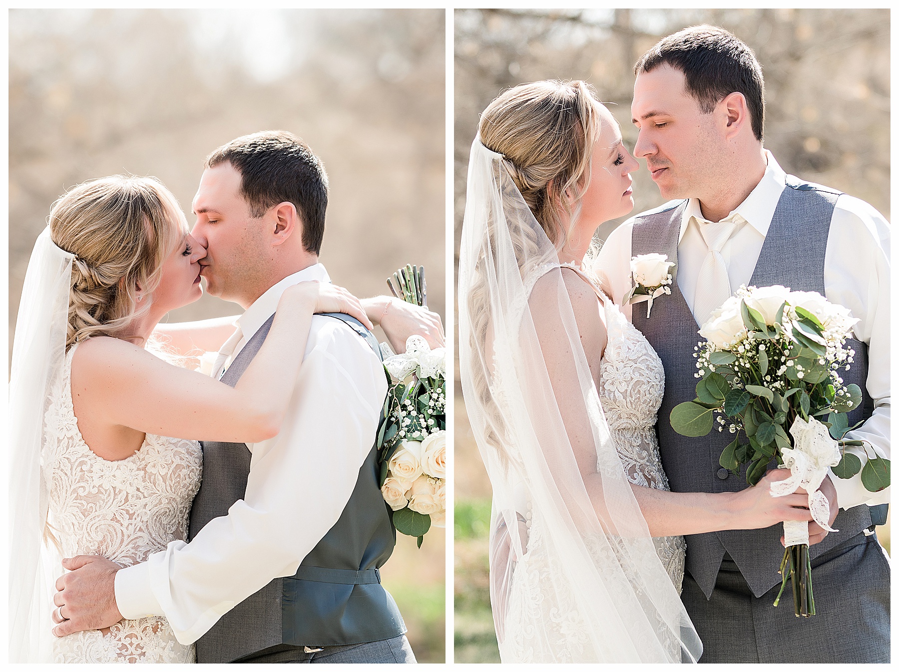 North Dakota bride nd groom in early may outdoor wedding