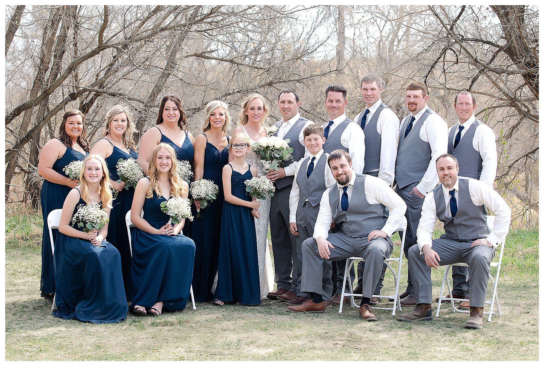 Wedding party in Navy and Grey