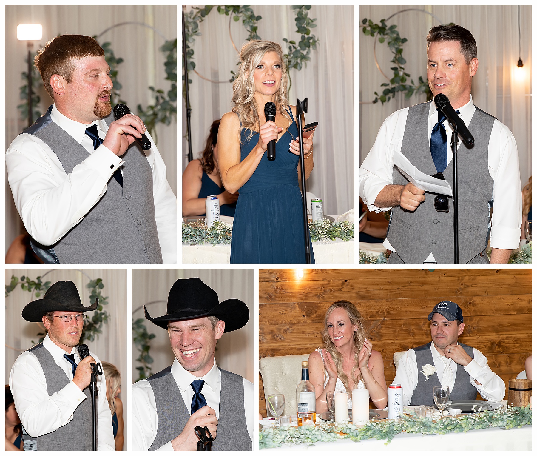 wedding party gives speeches and toasts during wedding reception