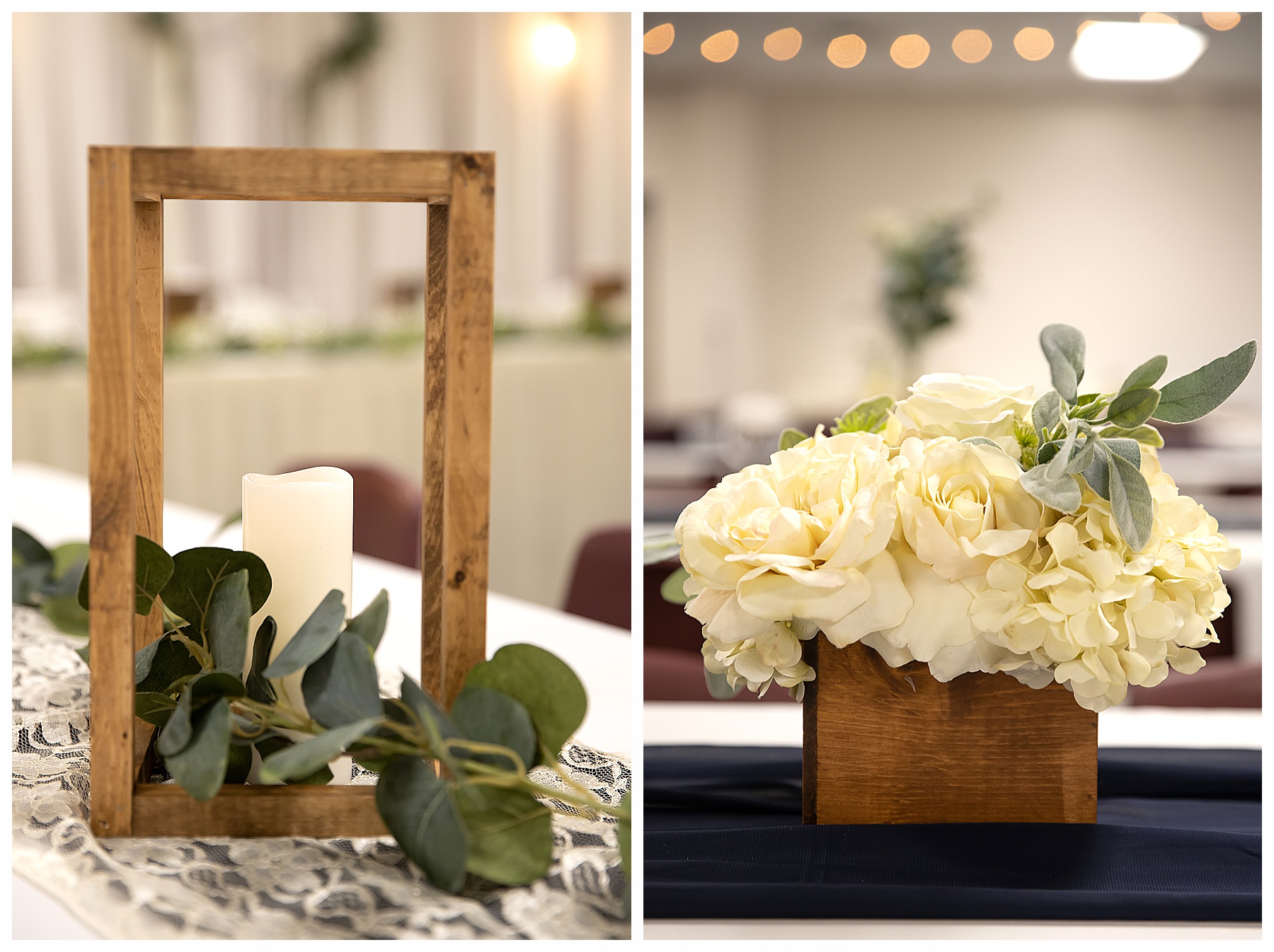 ivory center pieces at wedding reception