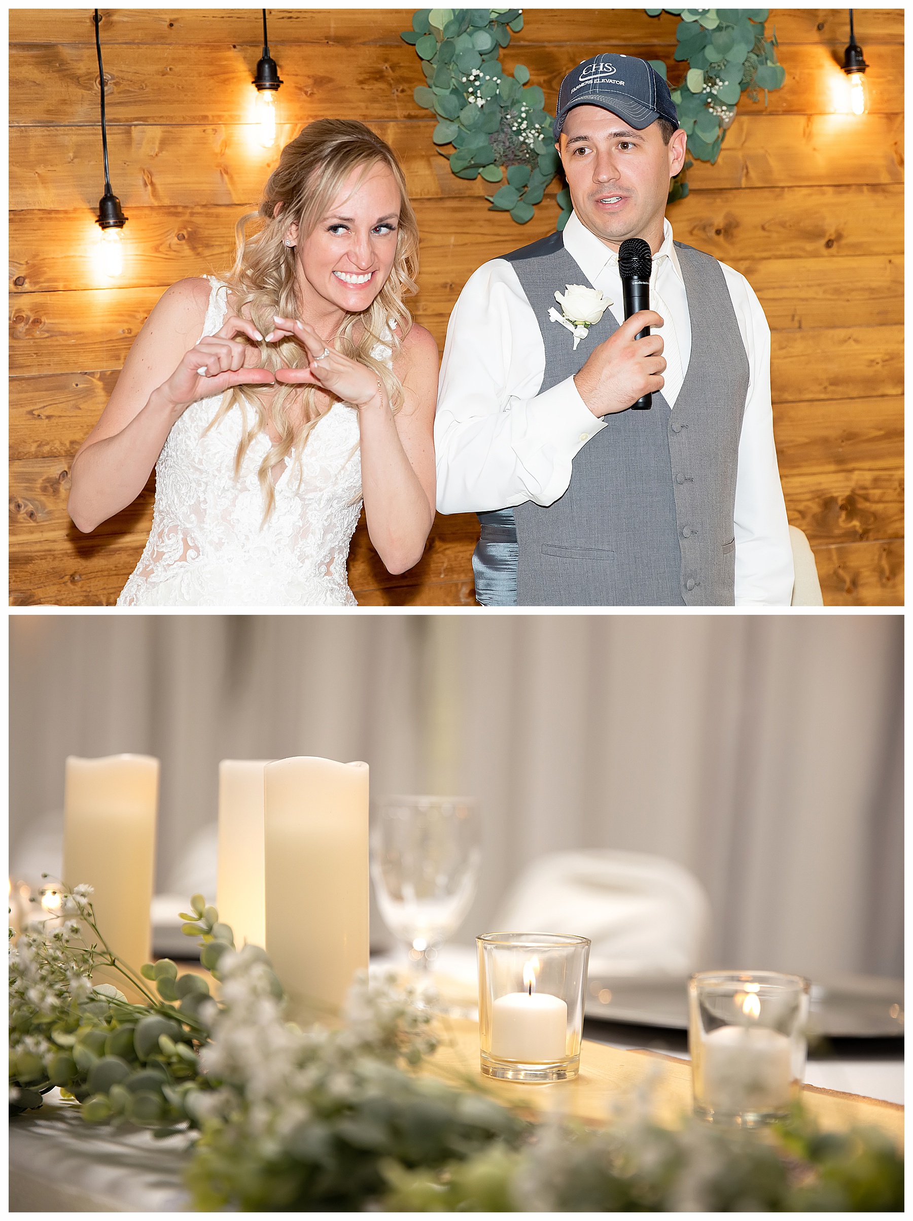 bride makes heart symbol with hands