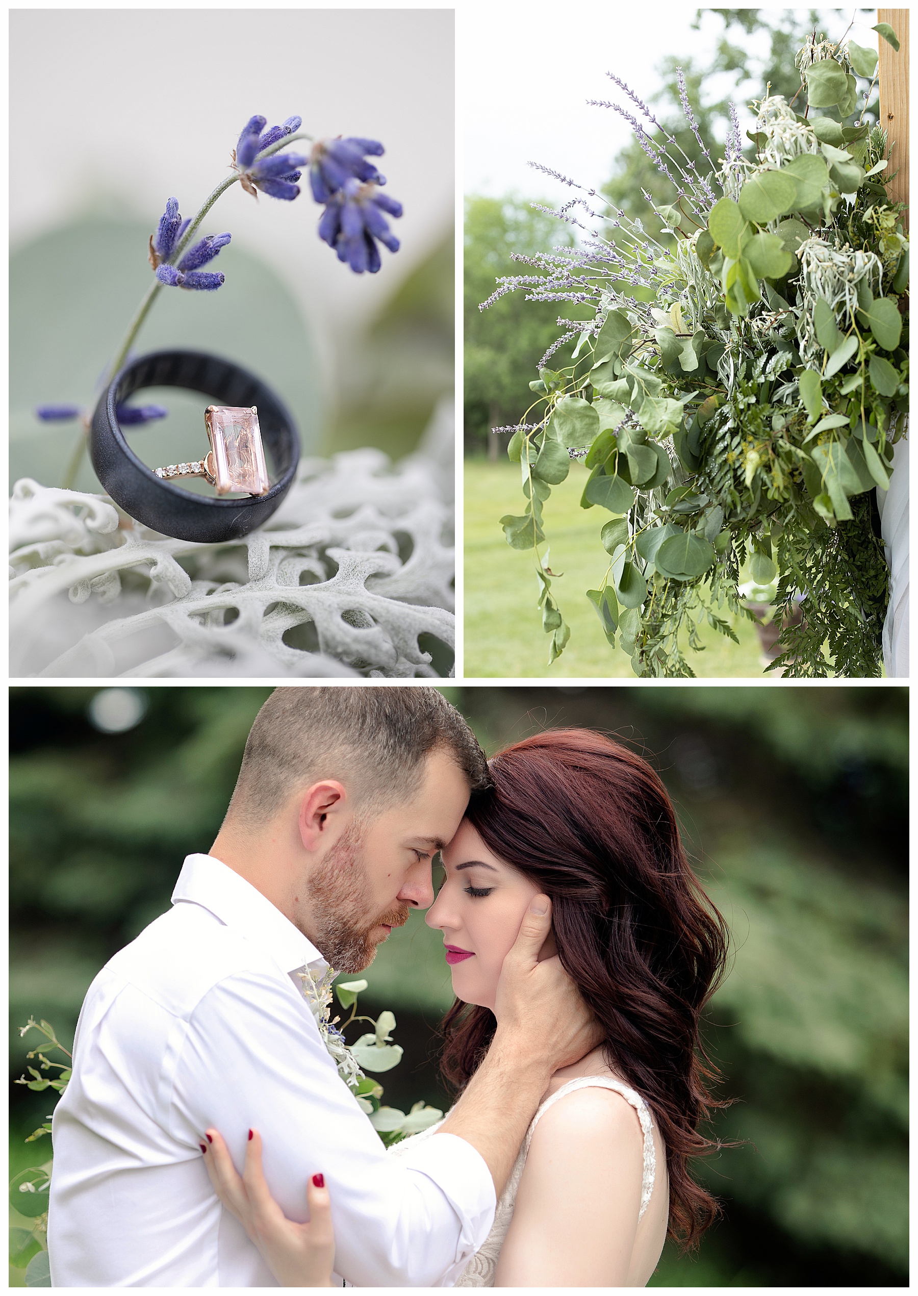 groom holds brides face in photo