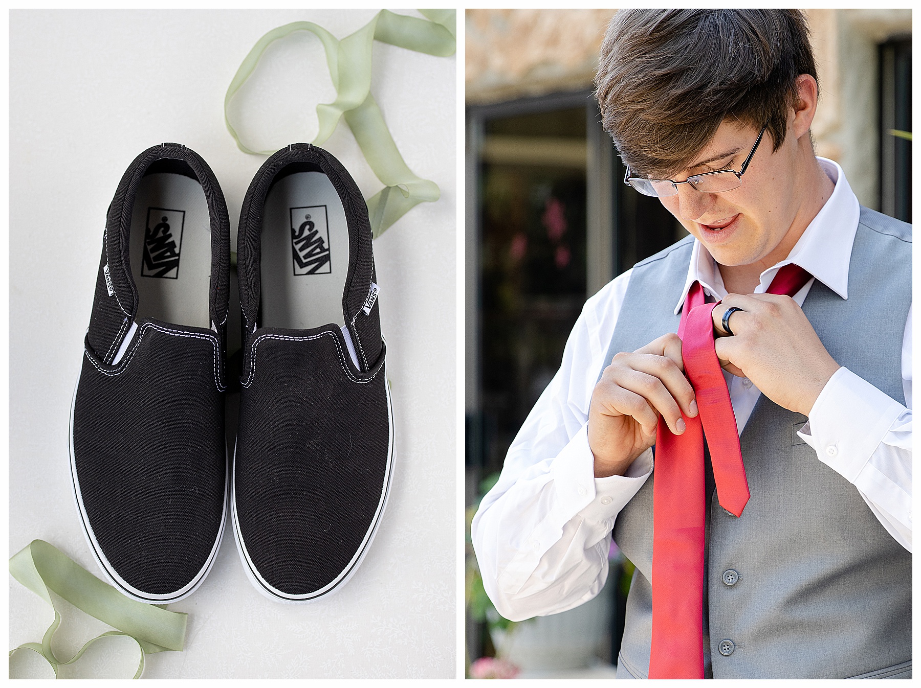 groom wearing Vans shoes