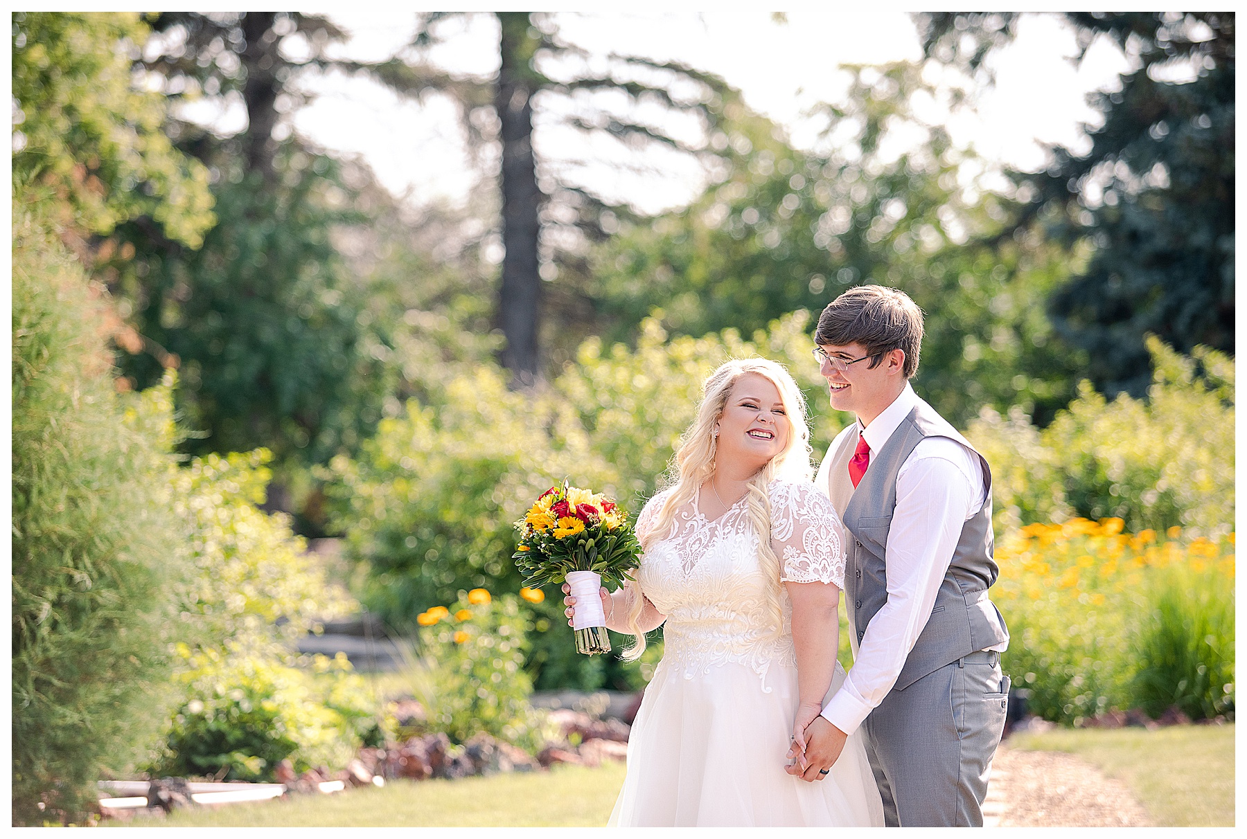 Dickinson bride and groom at summer wedding