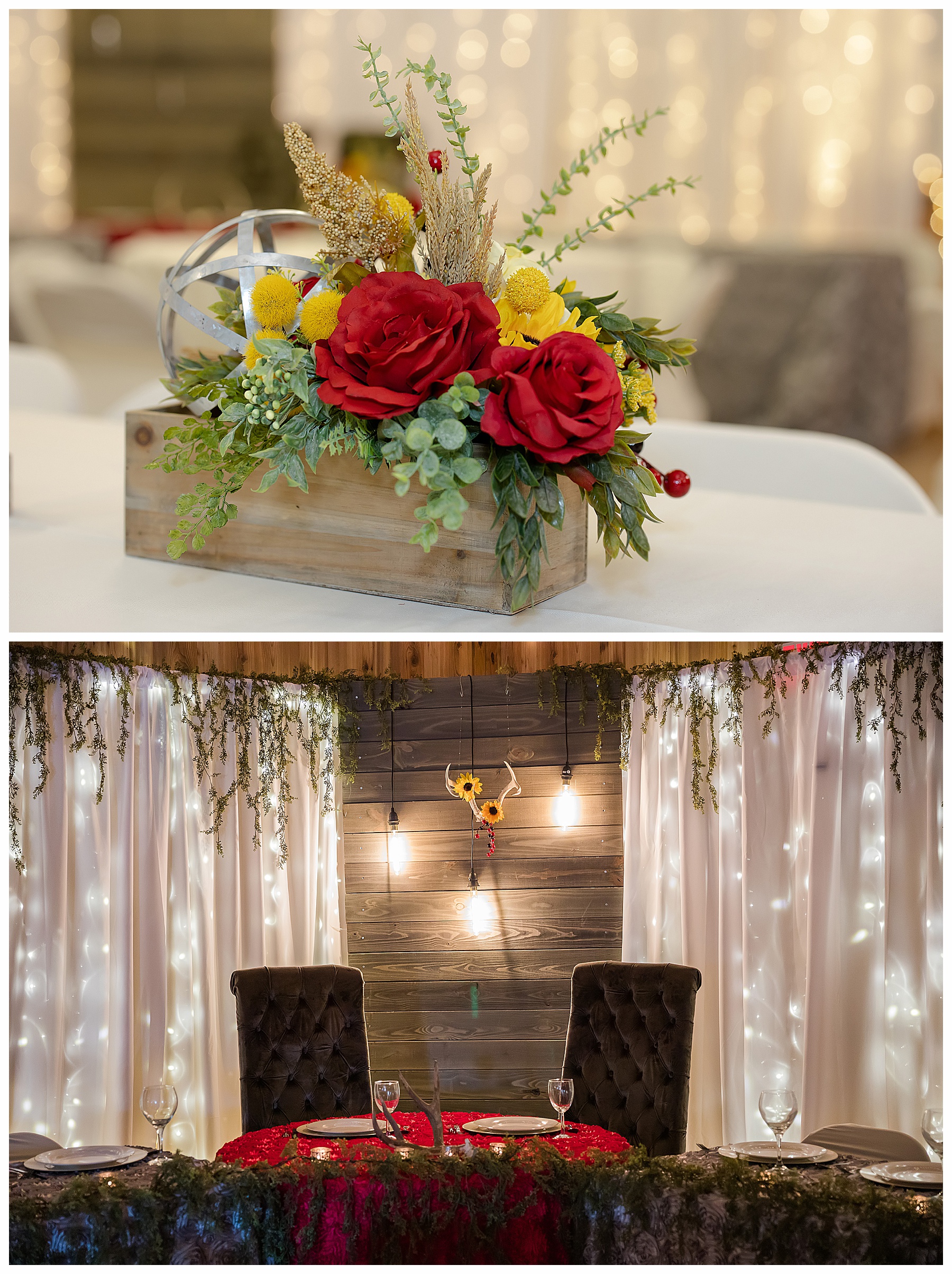 rustic wedding decor with sunflowers