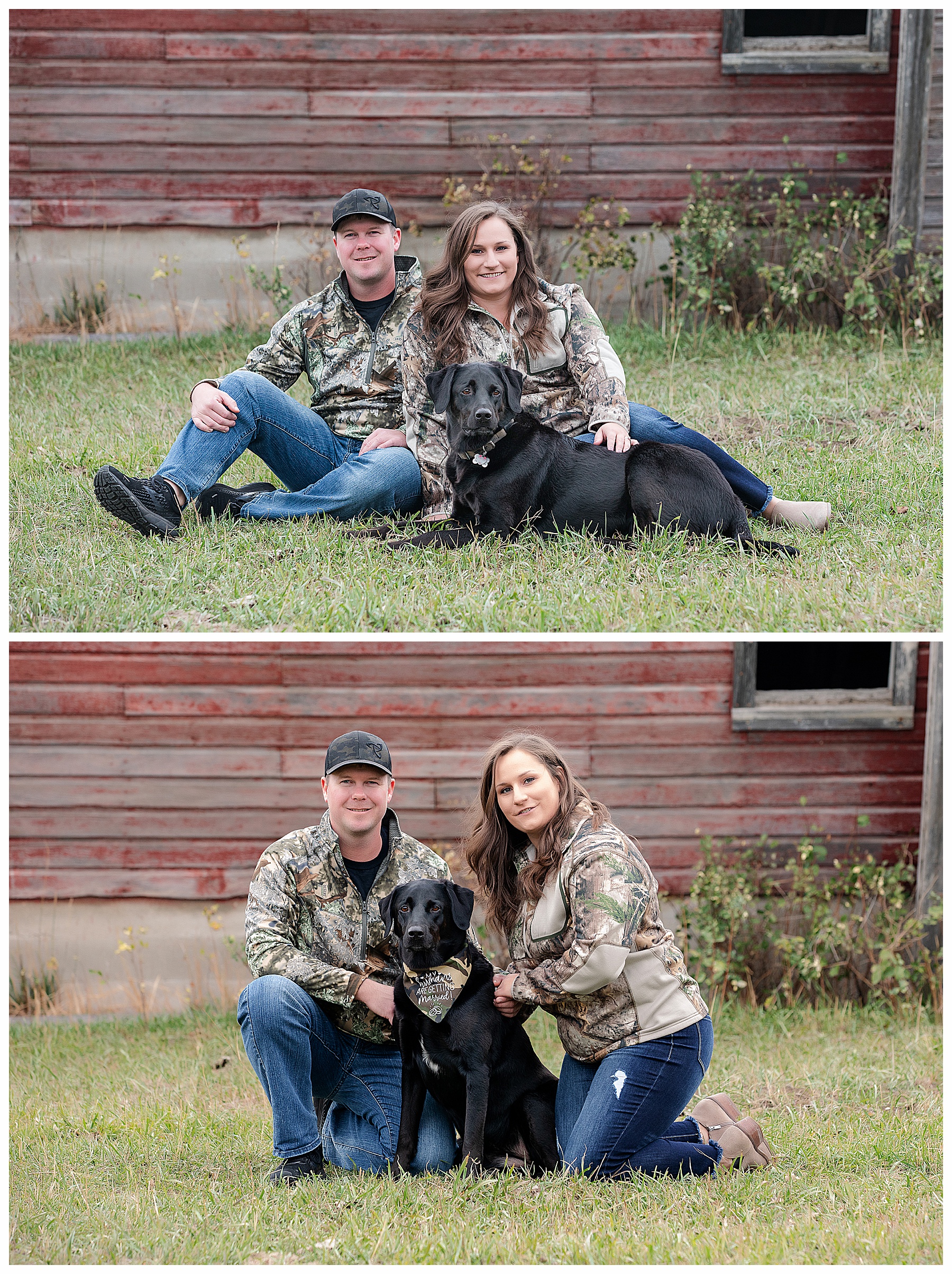 Engagement pictures with hunting dog