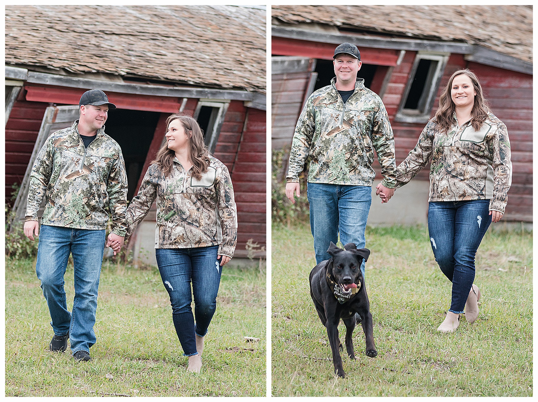 Engagement pictures with black lab