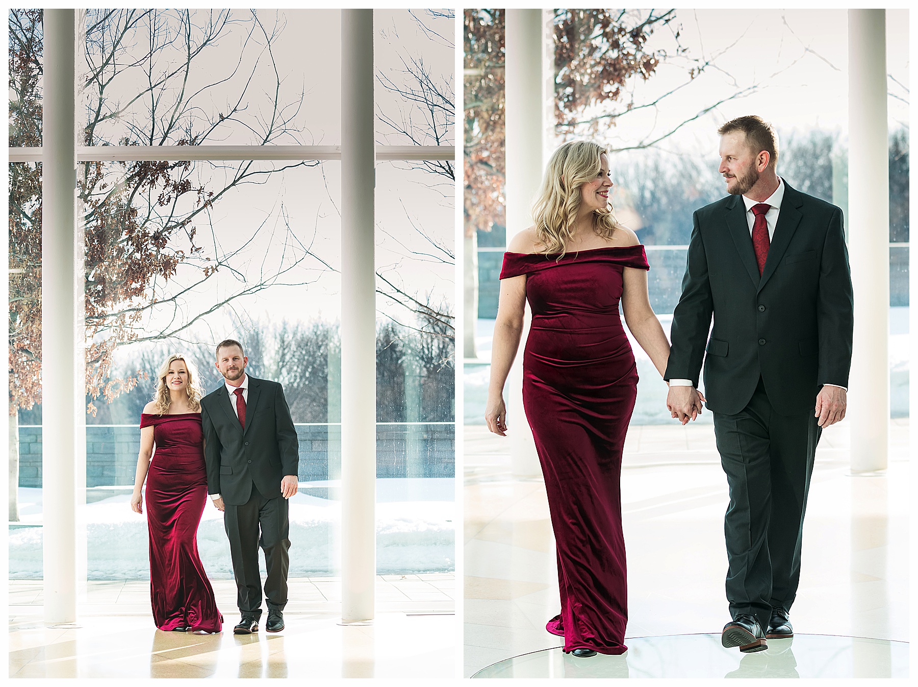 Winter Engagement pictures at Bismarck Heritage Center