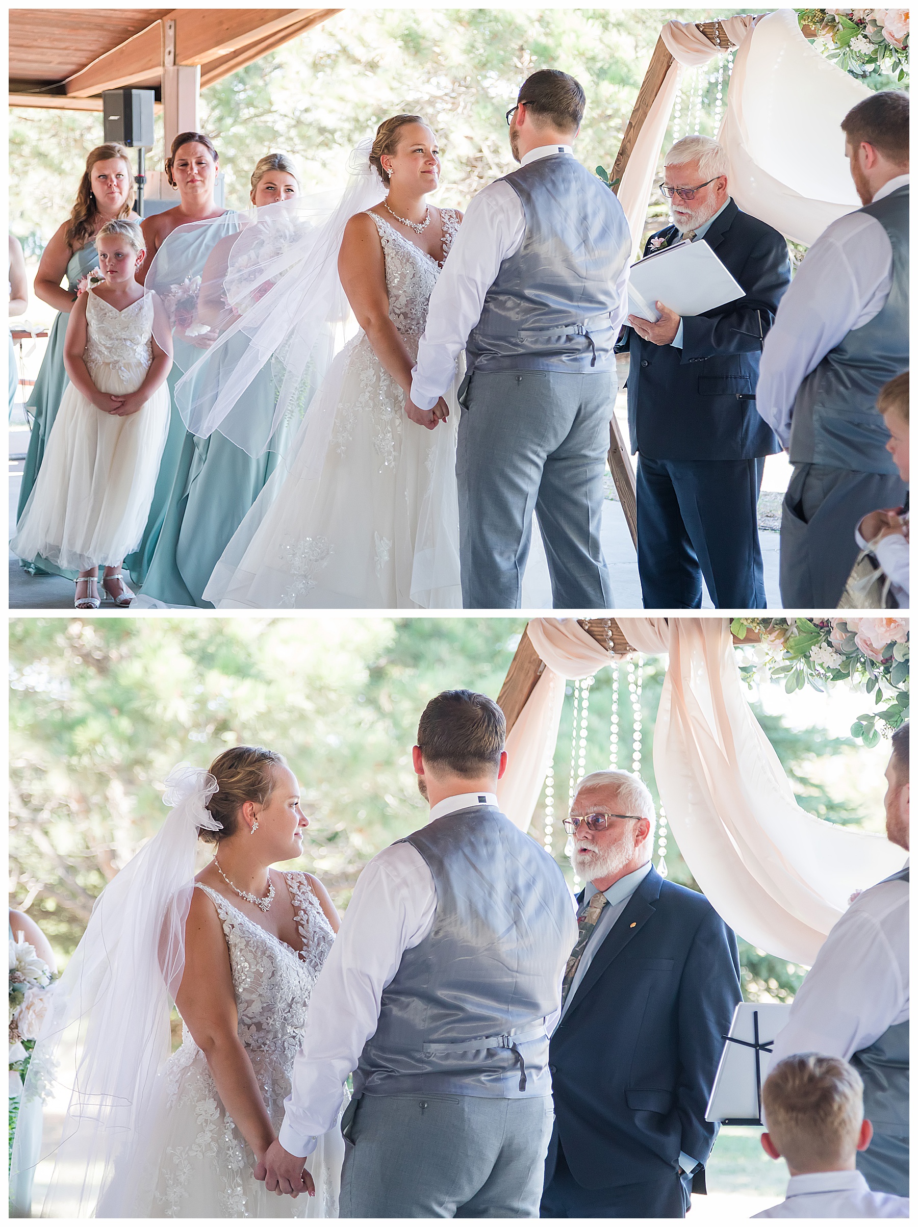 wedding ceremony at summer wedding at the lake