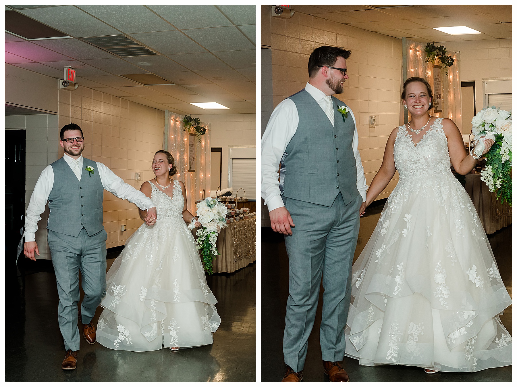 Bride and groom enter reception