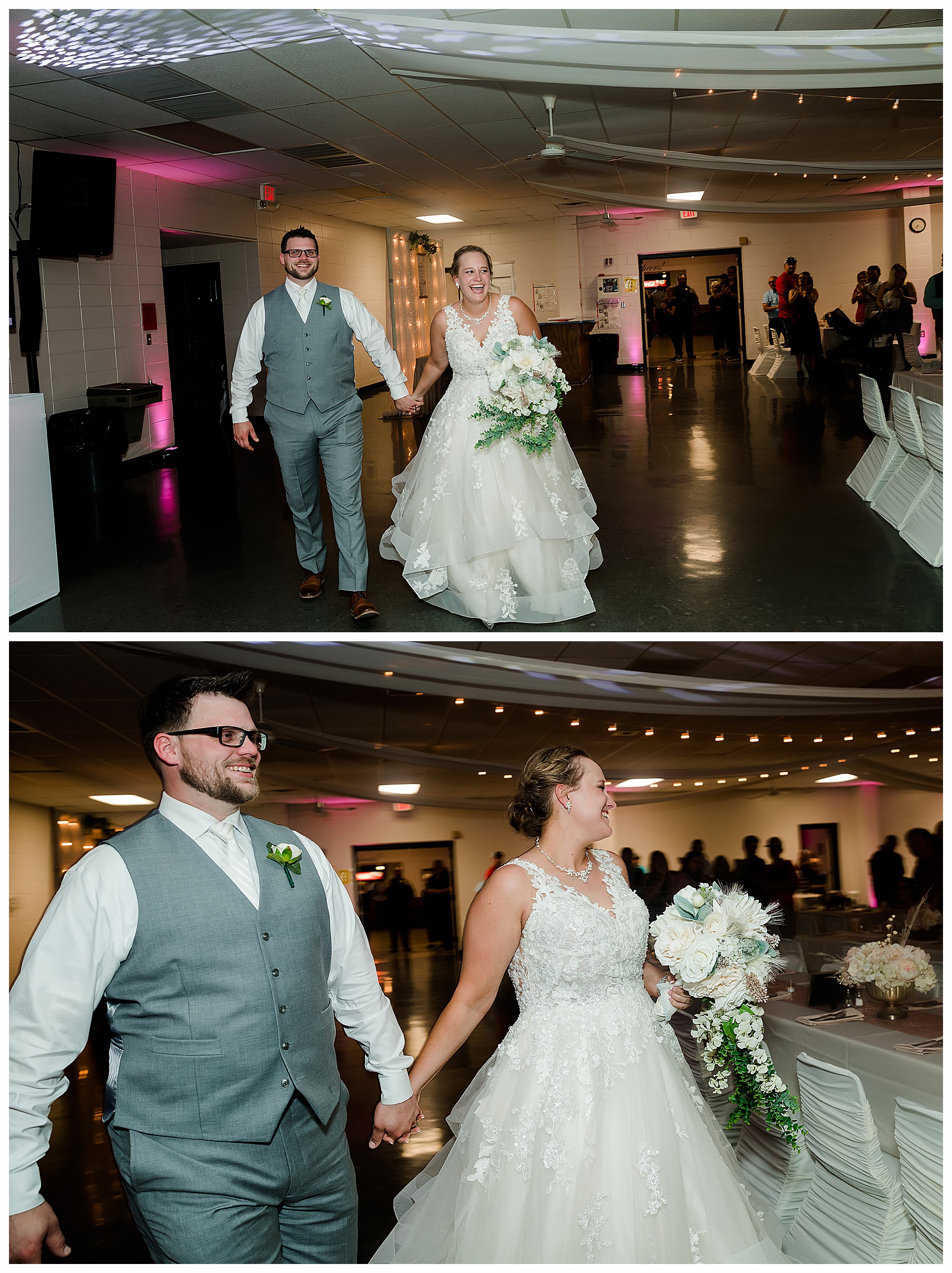 Bride and groom enter reception