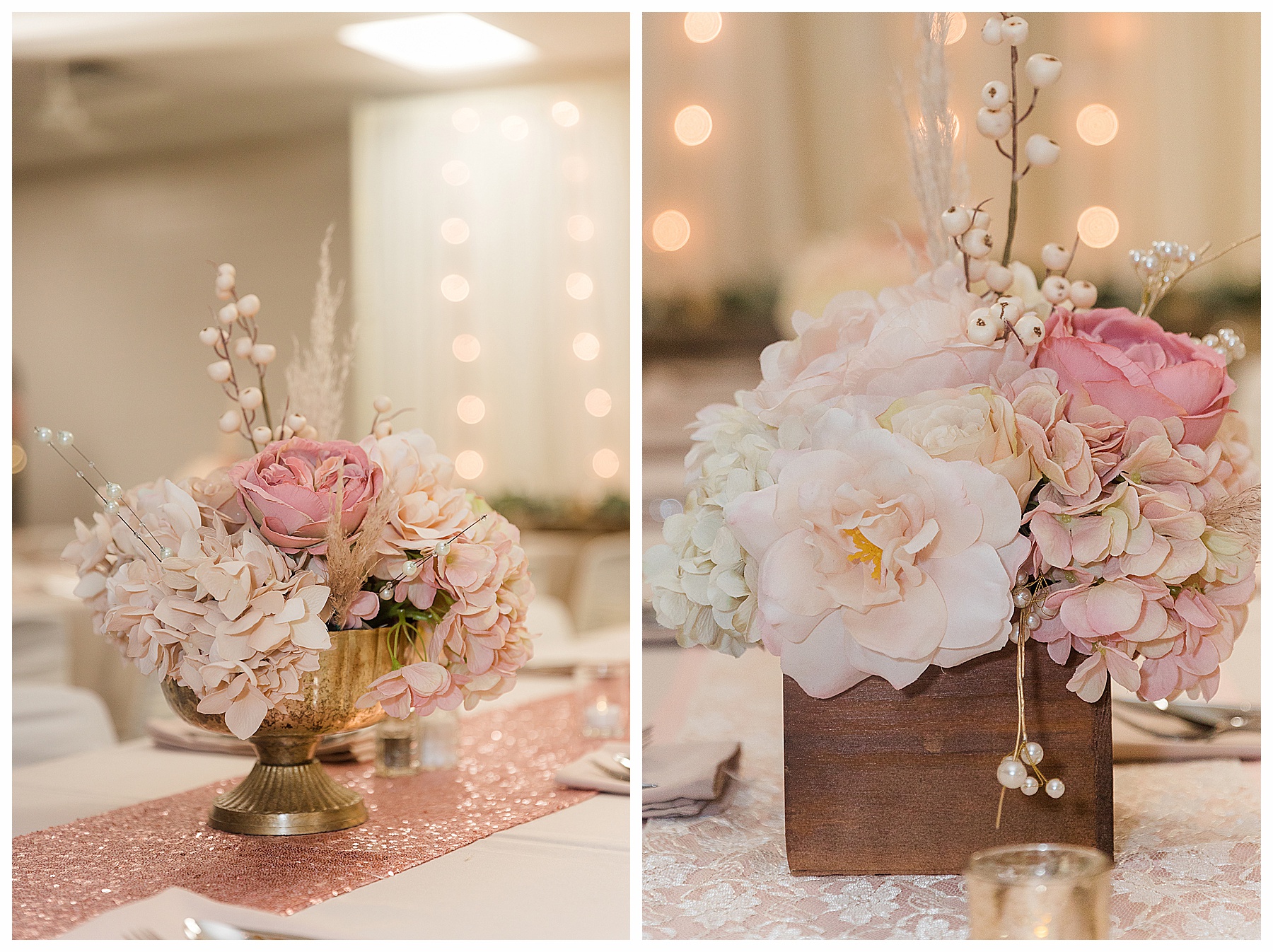 close up photo of wedding reception center pieces