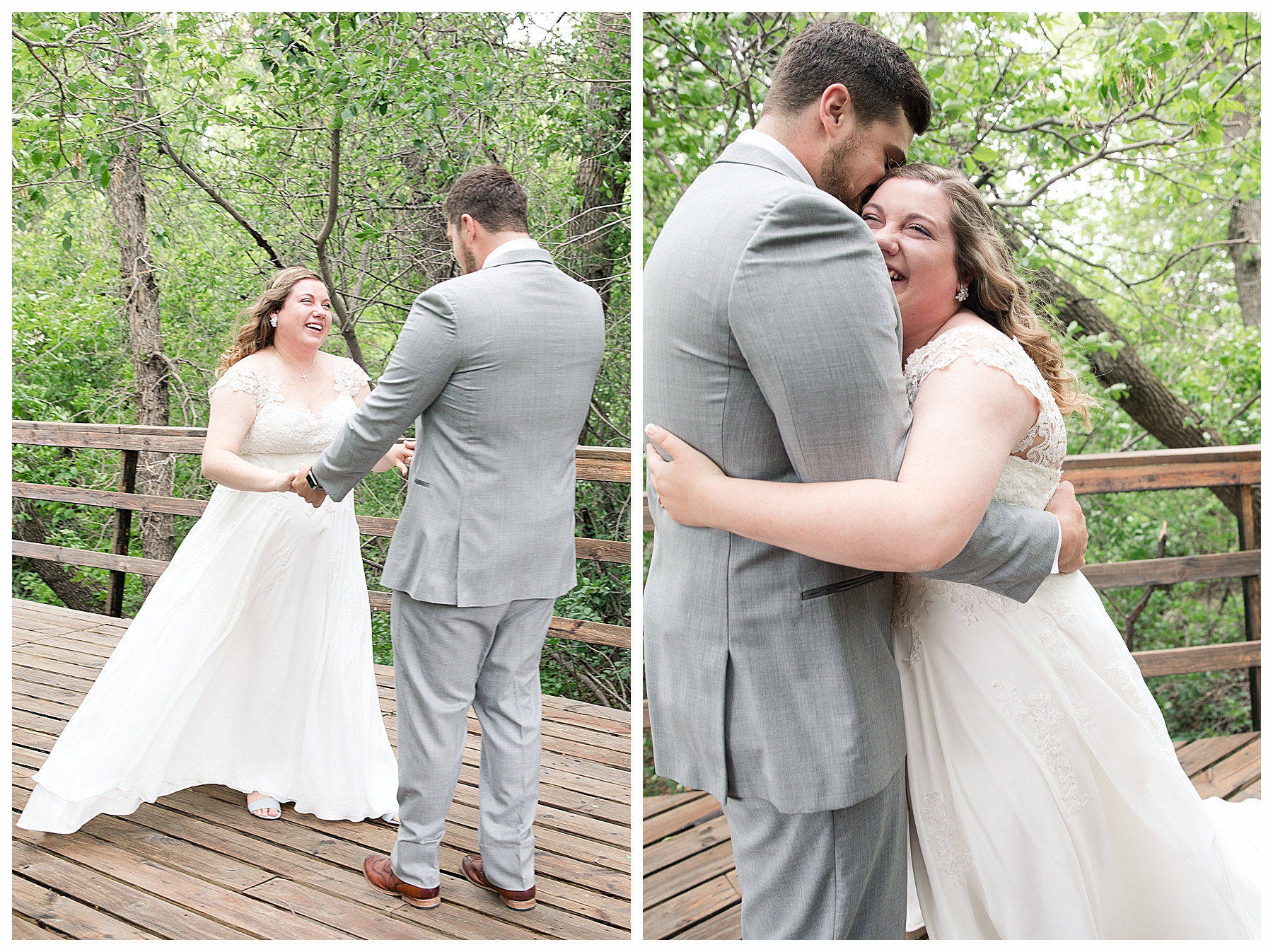 emotional first look between bride and groom