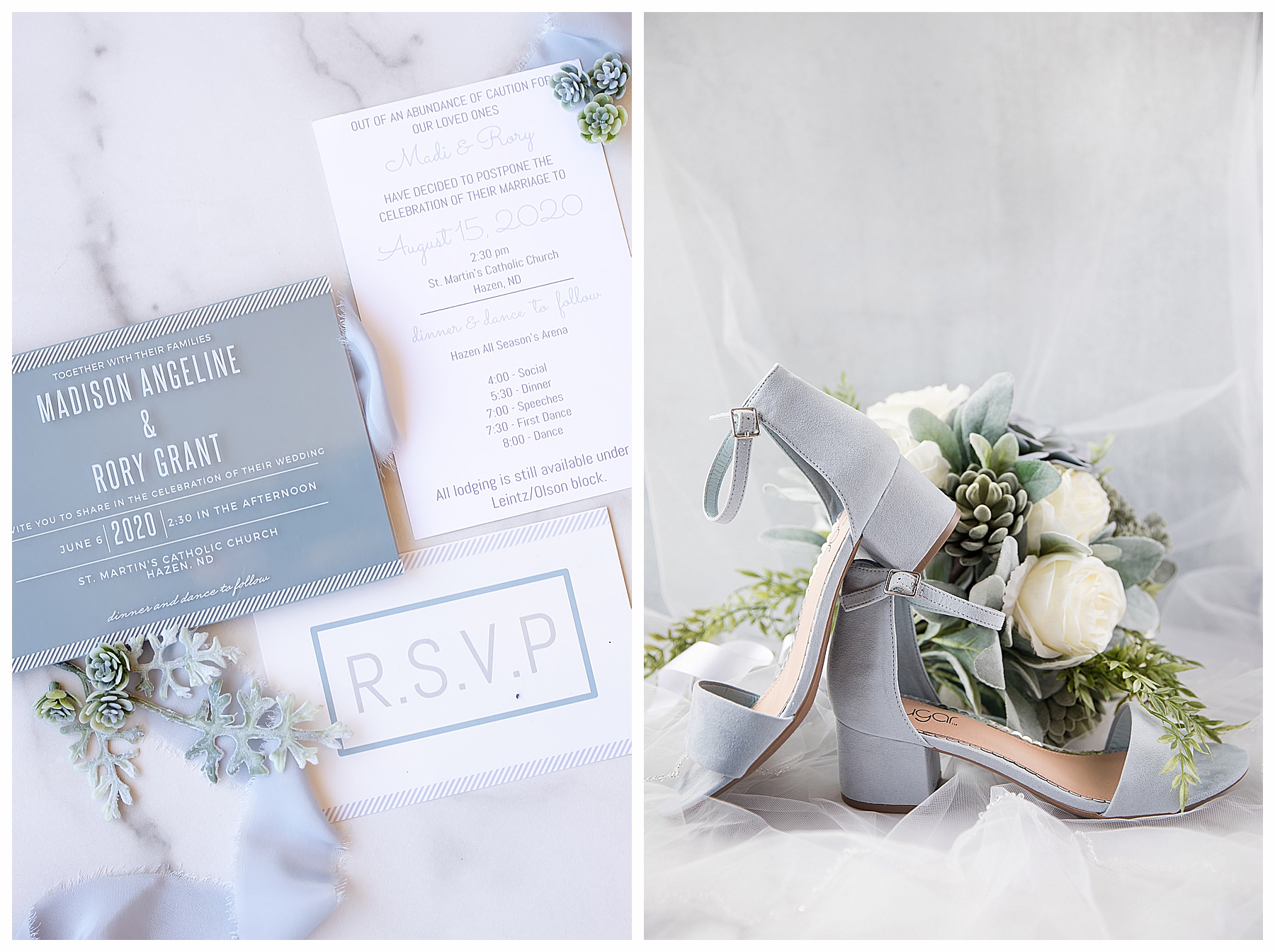 Blue Bridal Shoes and bouquet