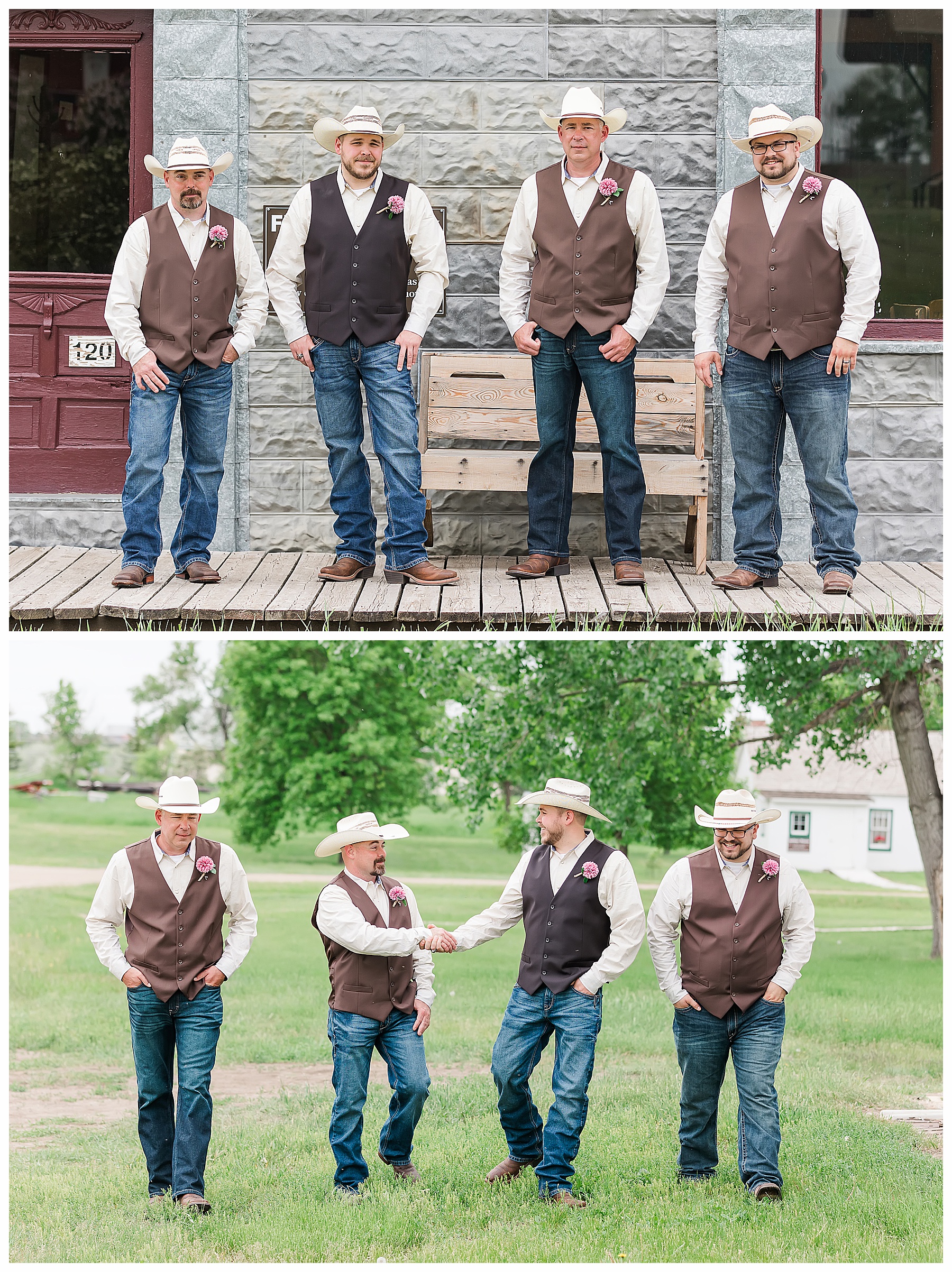 Groom and Groomsmen Bismarck country wedding at Buckstop Juntion Bismarck country wedding
