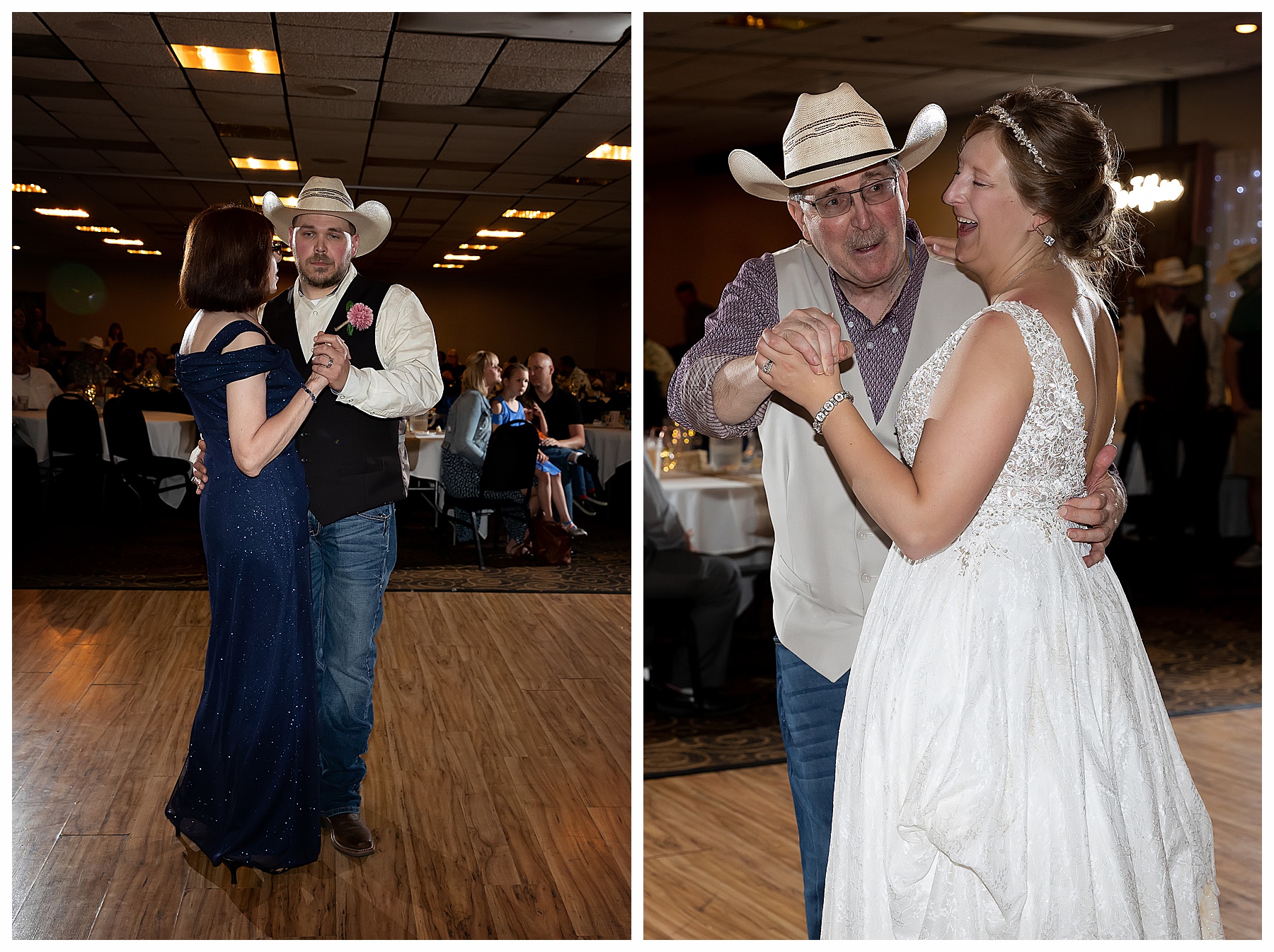 bride and father and groom and mother dances at Ramada Bismarck North Dakota
