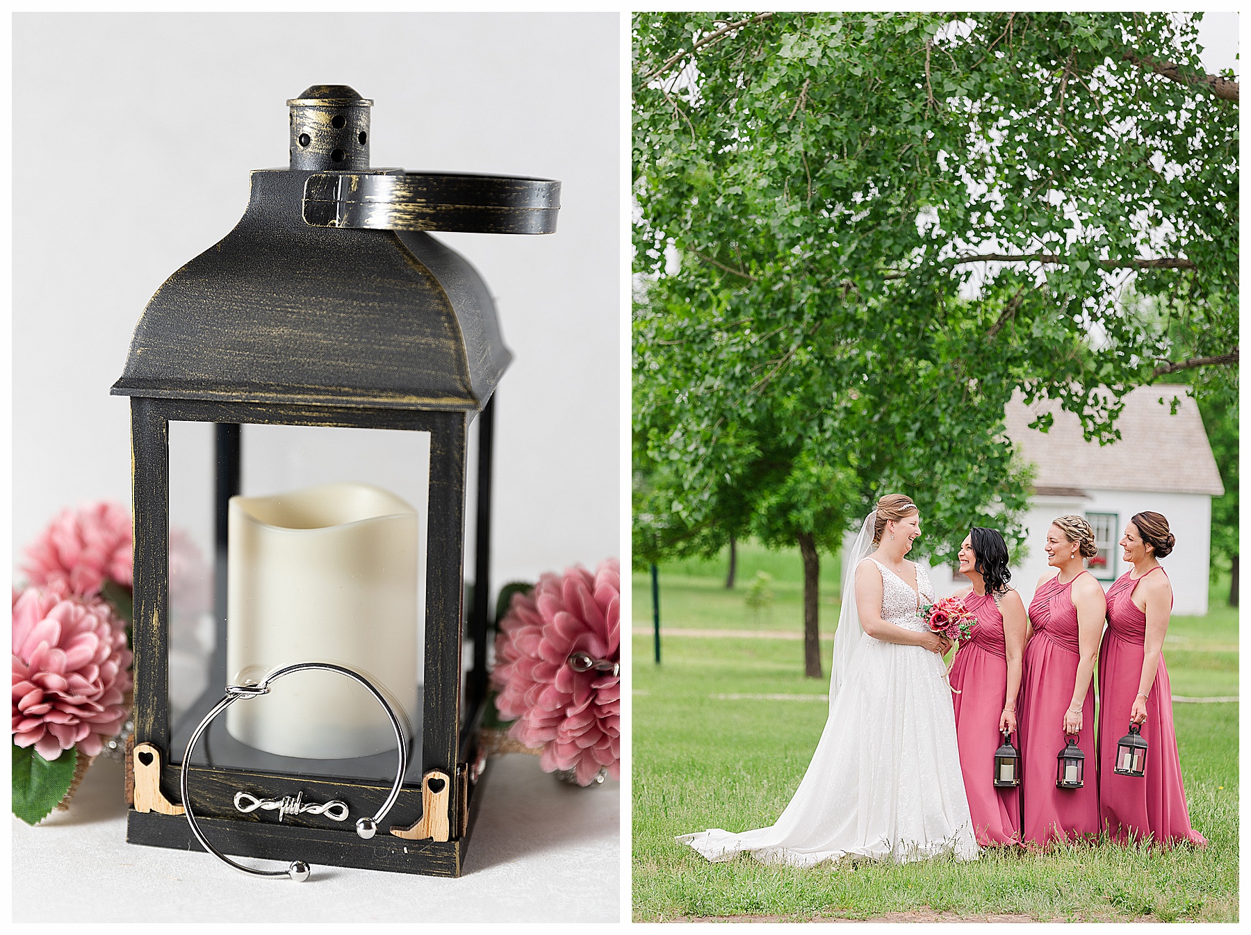 bridesmaids lanterns Bismarck wedding at Buckstop Junction
